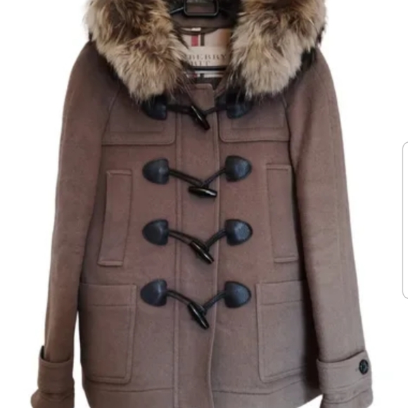 Burberry Brit Blackwell Duffle Coat Fur Collar SZ8